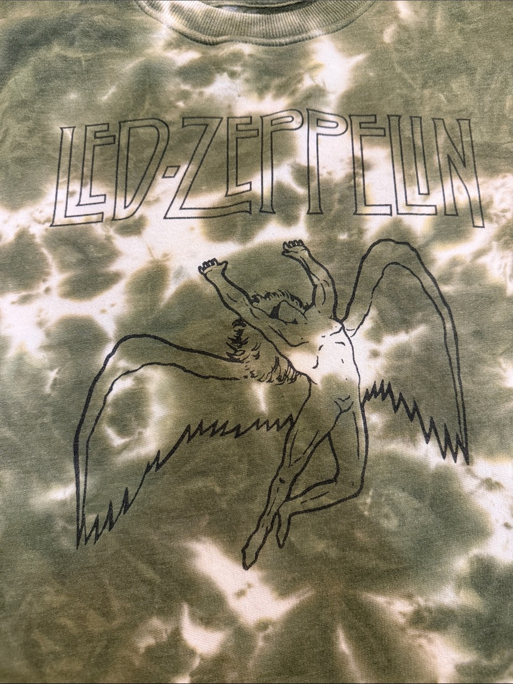 Led Zeppelin Olive Tie-Dye Crewneck Sweatshirt
